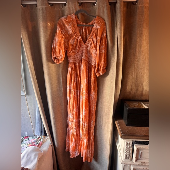 Free People Golden Hour Orange Floral Maxi Dress - Picture 4 of 6